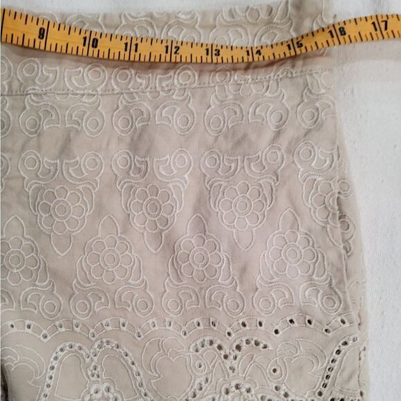 Anthropologie Elevenses Linen Blend Embroidered Shorts Size 6 - Picture 11 of 13
